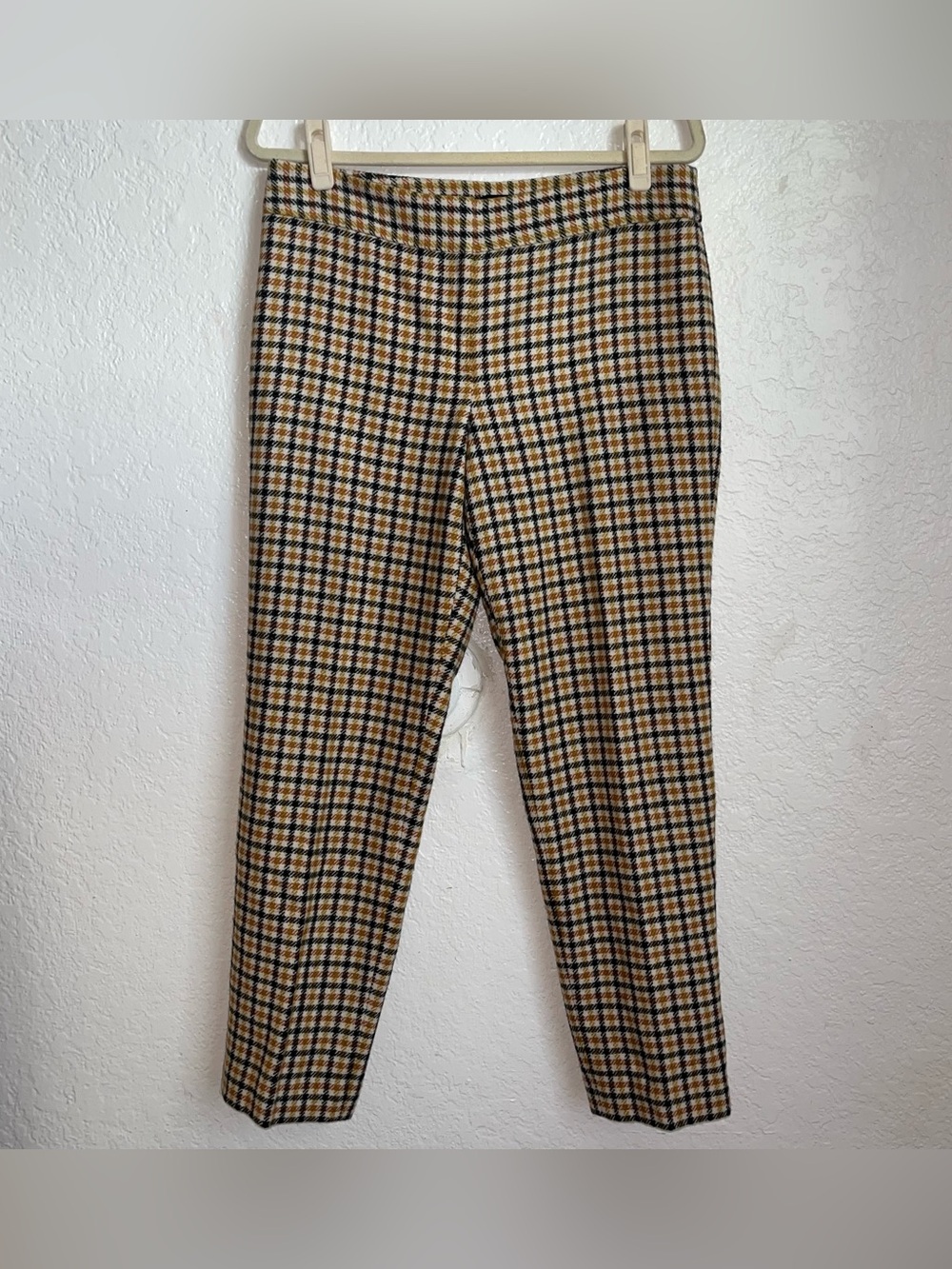 Talbots checkered Wool blend ankle pants yellow black womens size 8